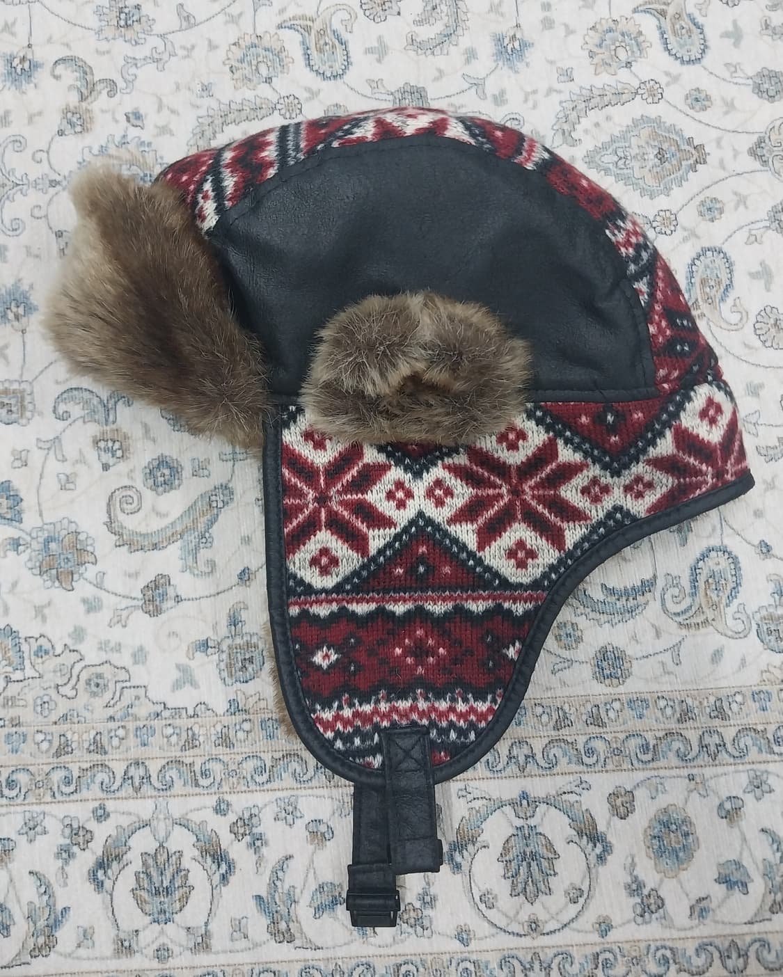 청림사 패턴 퍼 귀덮개 방한모자 상품이미지5