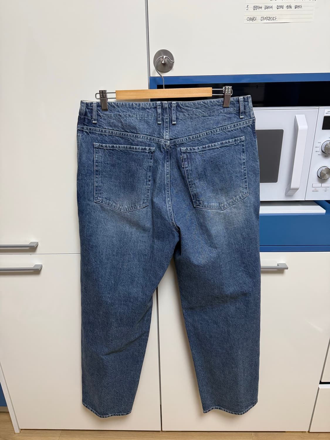 포터리 원 워시드 와이드 데님 4사이즈 미드블루 상품이미지3