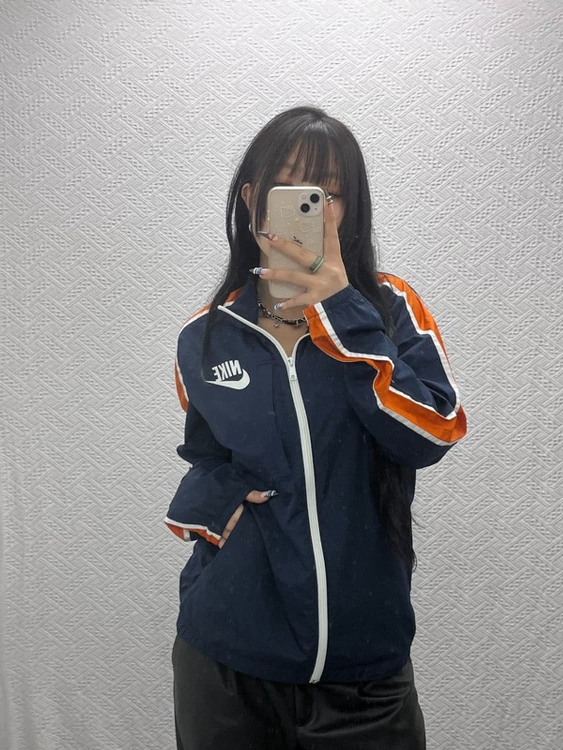 나이키 빈티지 레트로 오렌지배색 바람막이 자켓 S C07705 상품이미지1