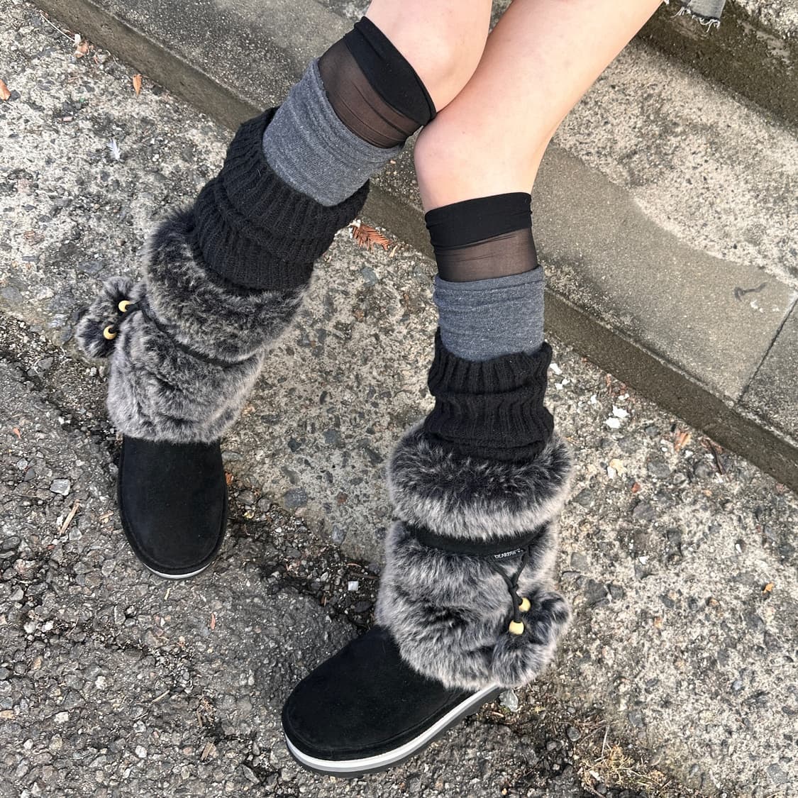 00s BEARPAW 블랙 스웨이드 & 퍼 어그 부츠 상품이미지9
