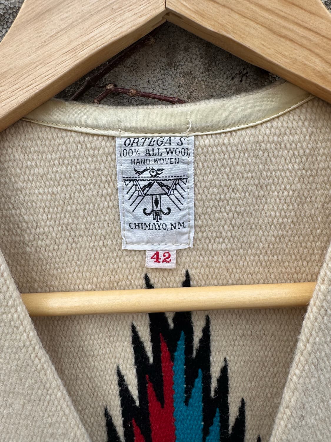 70s 오르테가 빈티지 핸드 우븐 울 네이티브 패턴 웨스턴 치마요 베스트 상품이미지6