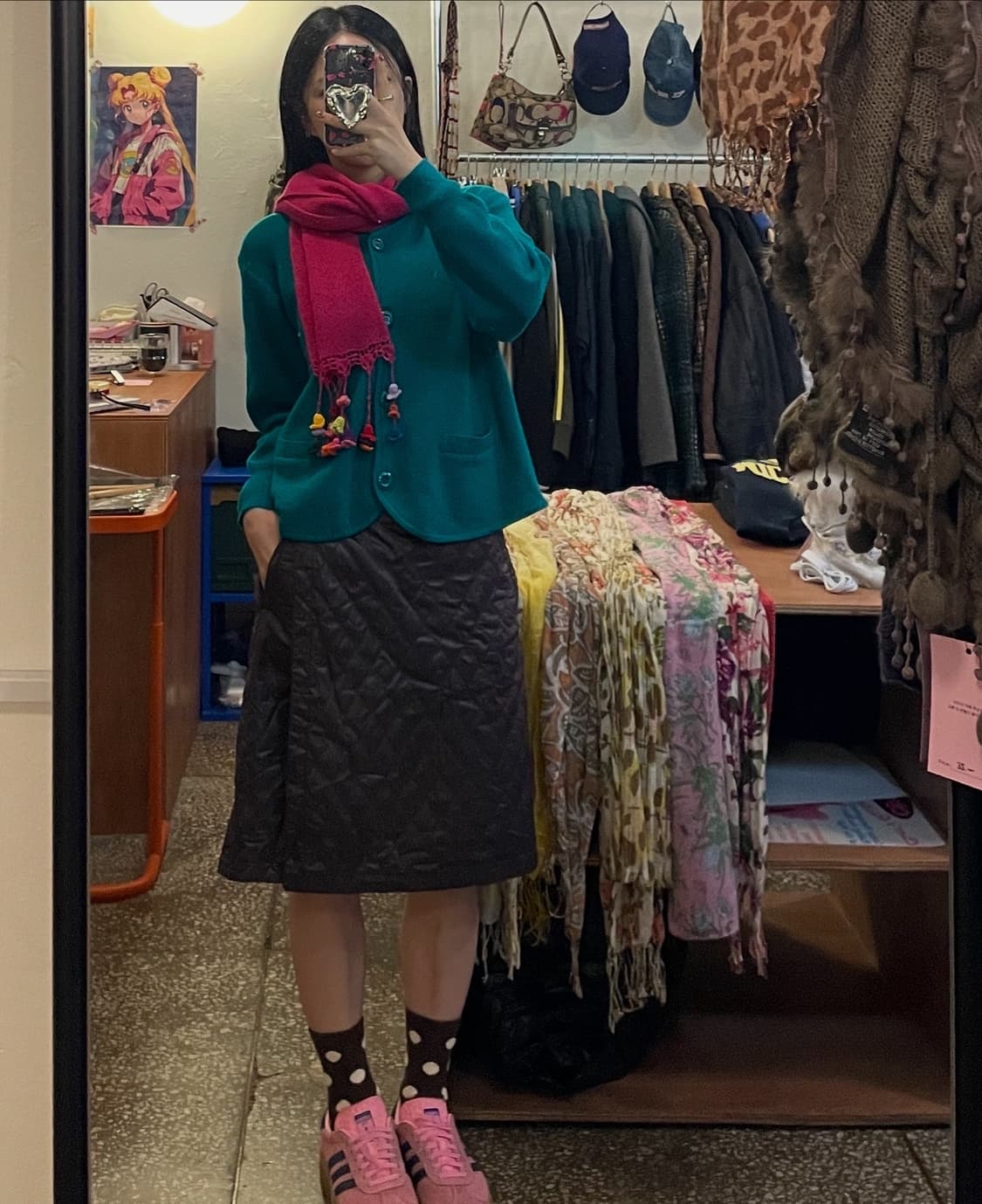 브라운 퀄티드 랩 스커트 [무배] 상품이미지1