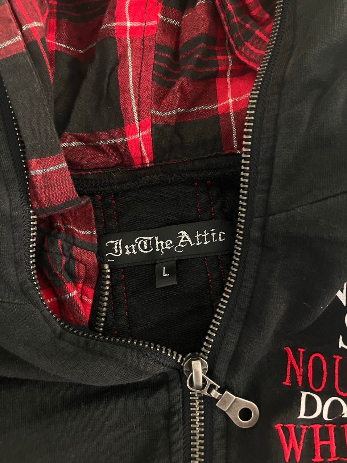 레드체크 포인트 블랙후드집업 상품이미지3