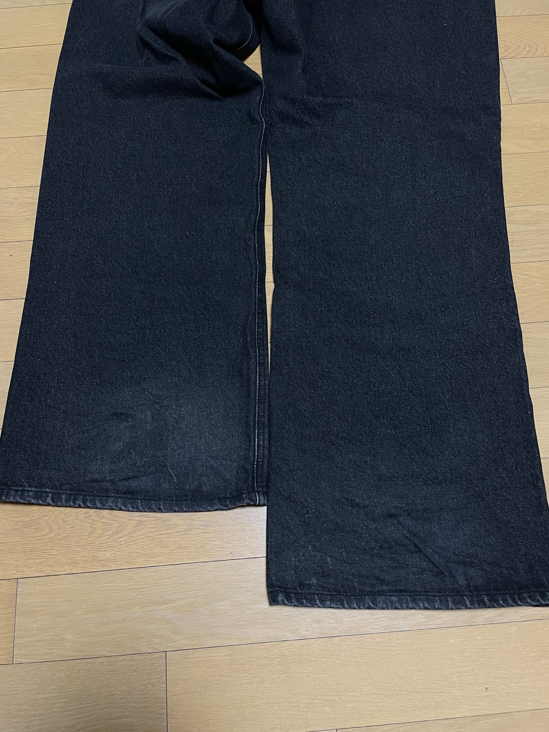 M 기철 와이드 데님팬츠 워시드블랙 상품이미지4