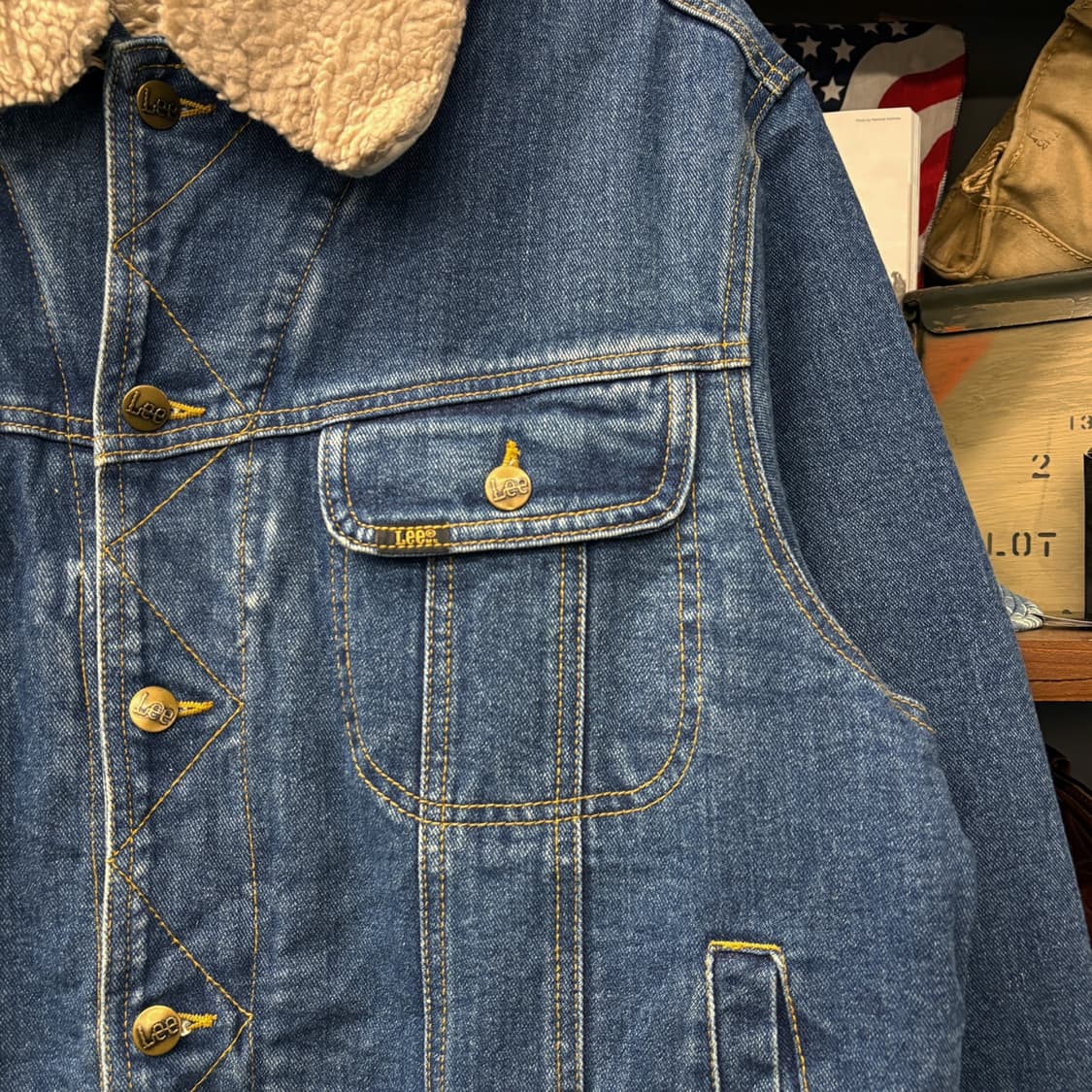 90s 리 쉐르파 보아라이닝 탈부착 크롭 데님 트러커자켓  N287 상품이미지5