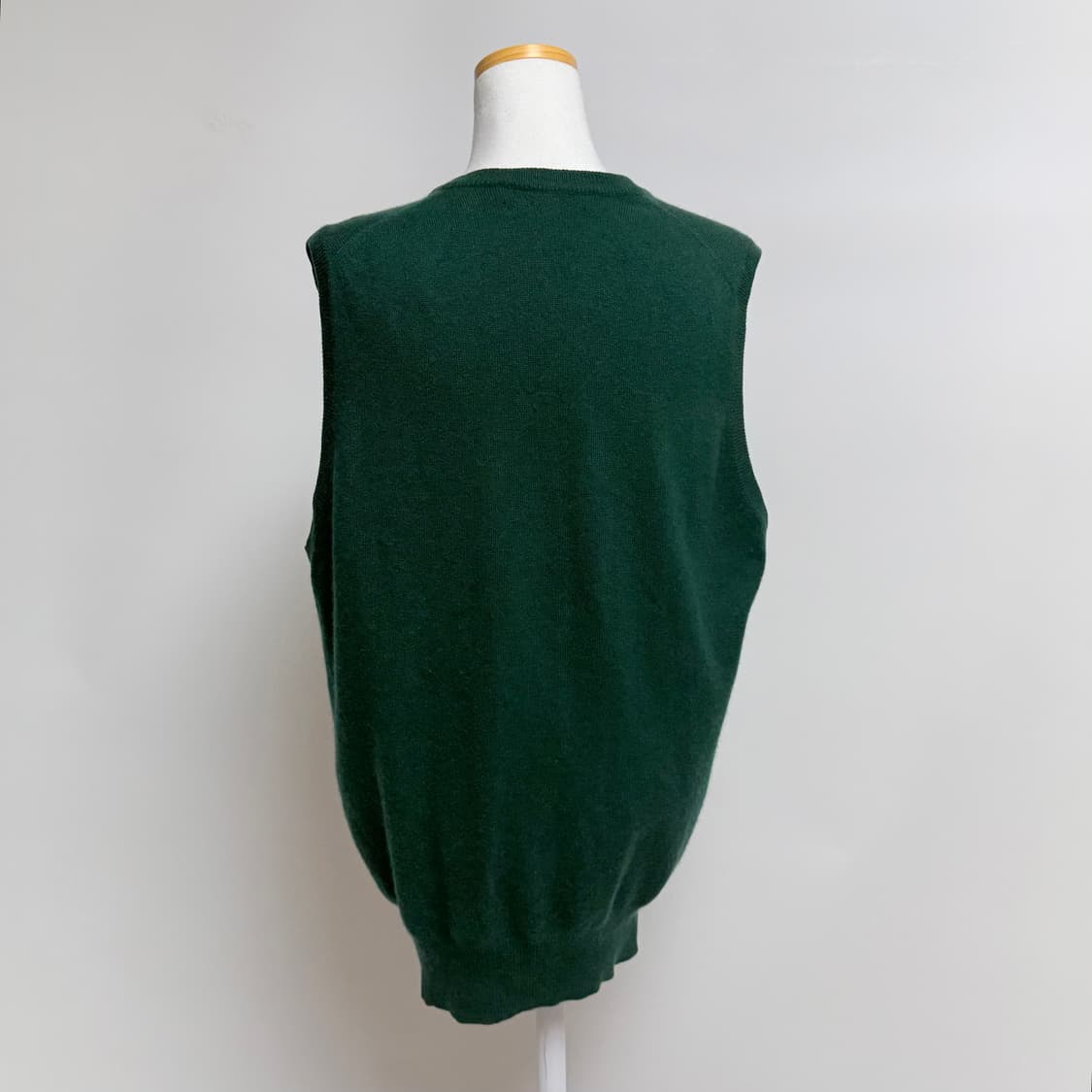 [캐시미어 100%] 그린 롱 브이넥 니트 조끼 베스트 LL 상품이미지3