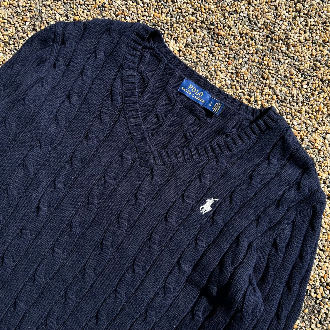 폴로 (POLO RalphLauren)네이비 브이넥 케이블 니트 상품이미지2