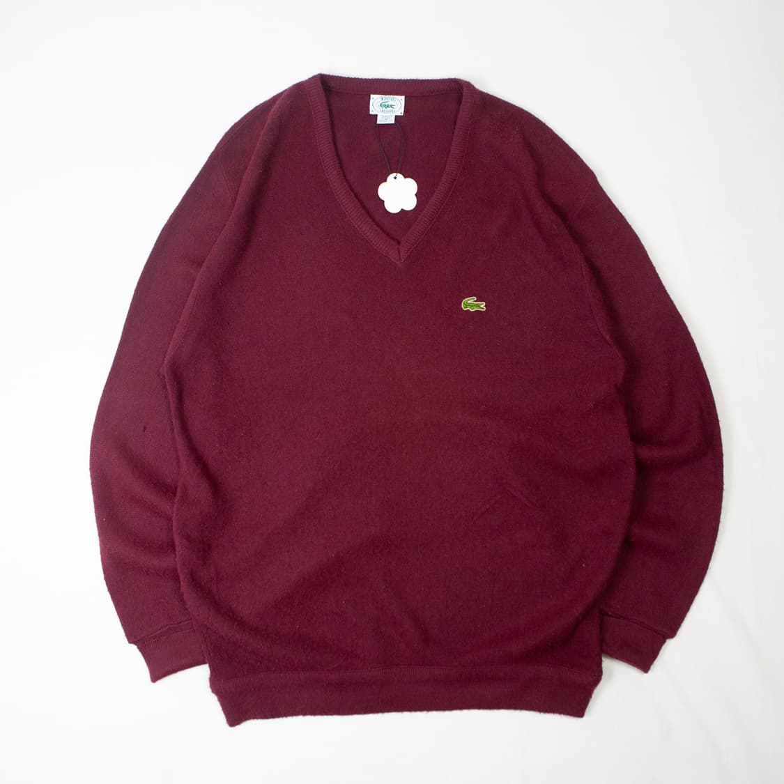 80s IZOD 라코스테 V 넥 니트 버건디 상품이미지1