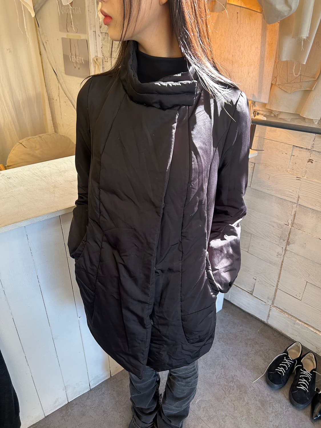 SYSTEM 절개 패딩코트 상품이미지1