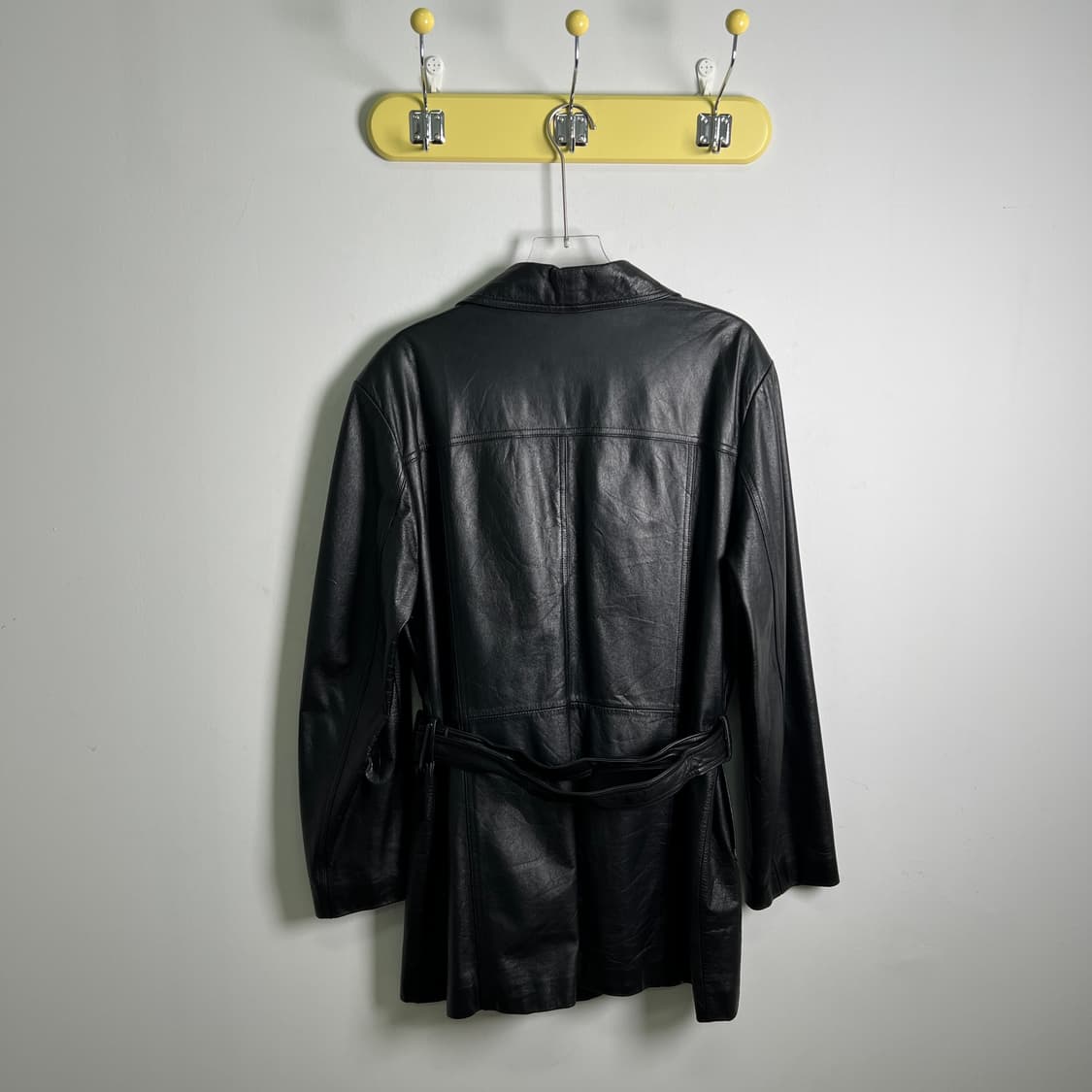 EMOTION 빈티지 블랙 소가죽 벨티드 자켓 100 상품이미지2