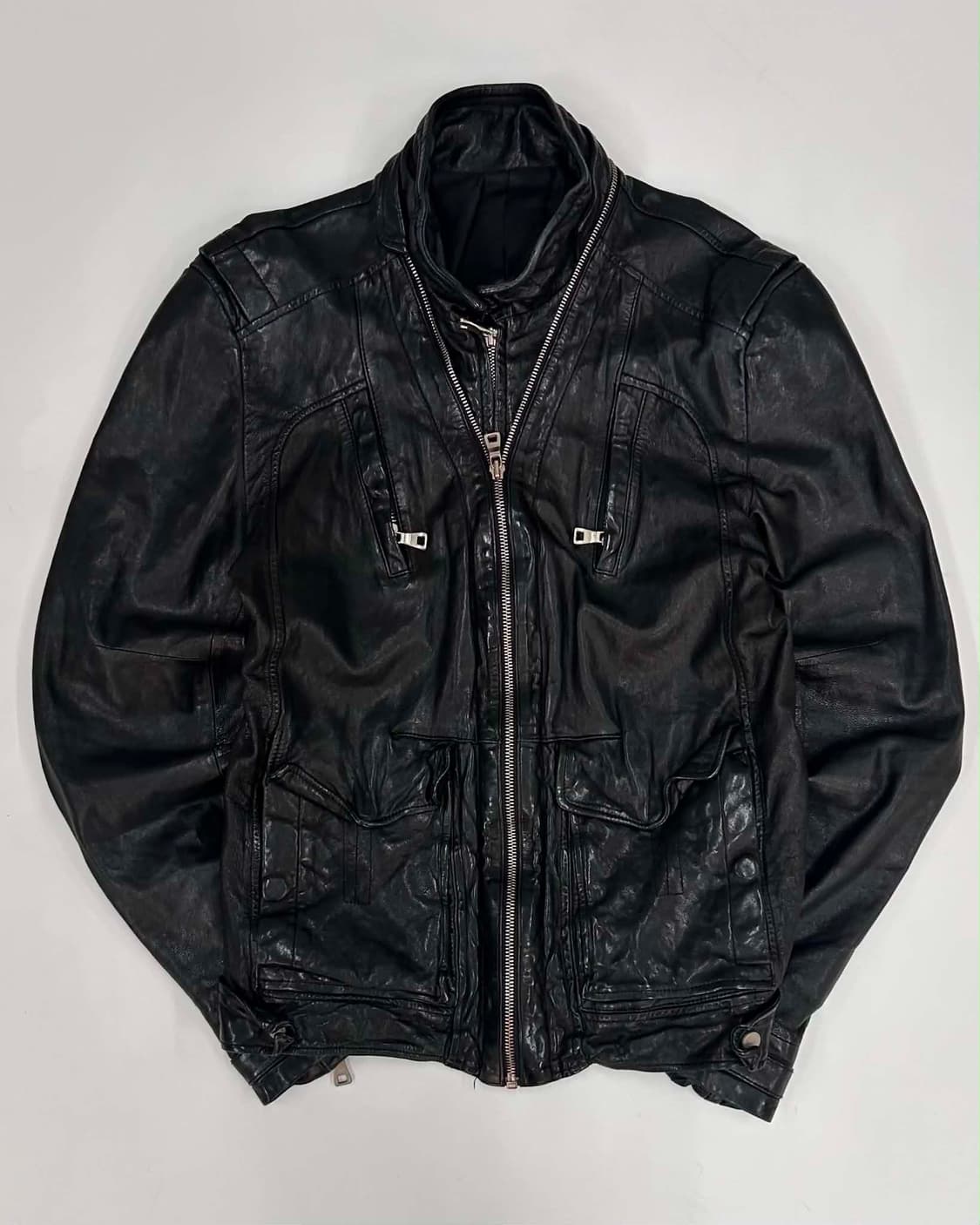 [M] Vintage 이태리 솔로프 leather 더블 디테일 집업 라이 상품이미지1