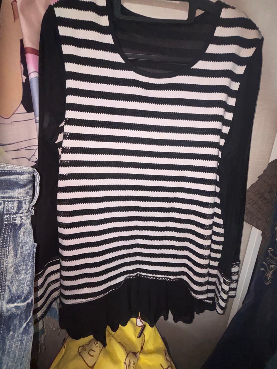 스트라이프 블랙 프릴 원피스 빈티지 펑크 로걀  상품이미지2