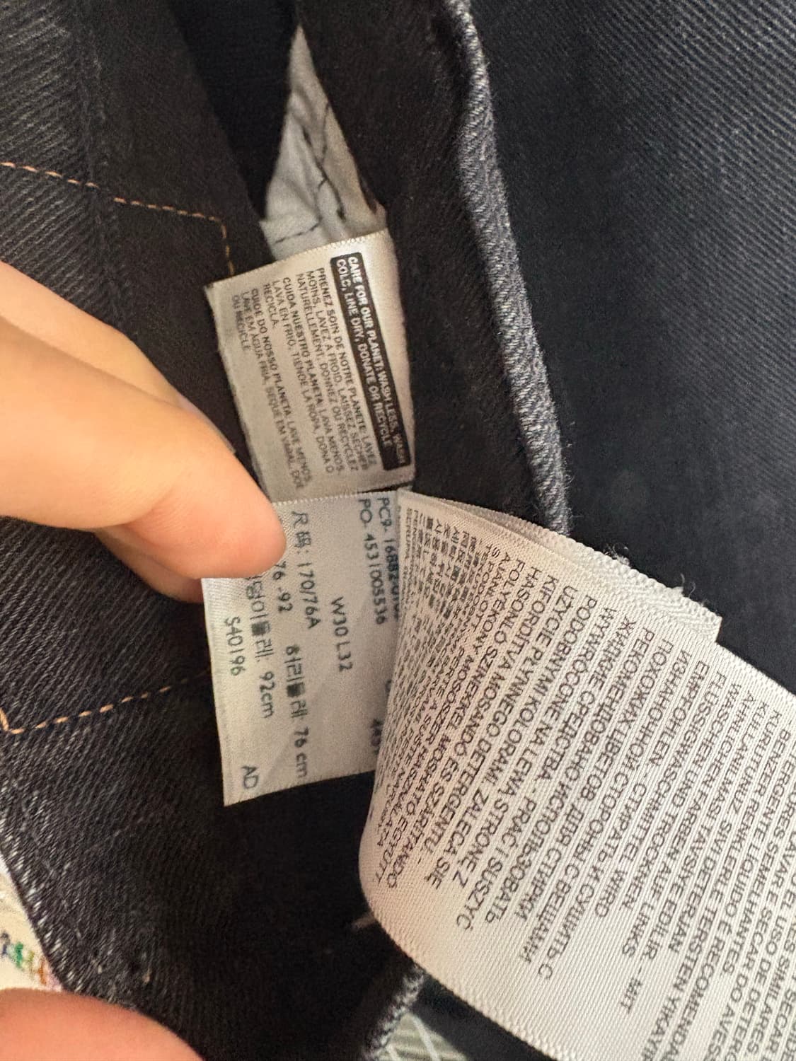 리바이스 522 블랙 데님 30x32 상품이미지3