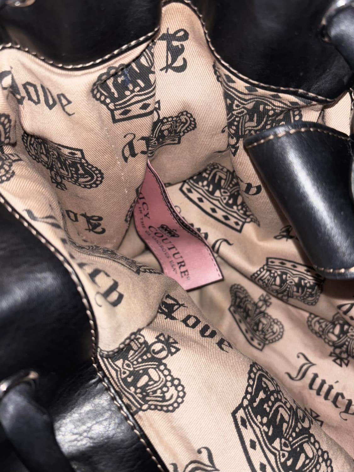 쥬시꾸뛰르 2000s 데이드리머 블랙 브라운 벨벳 토트백 숄더백 백 상품이미지7