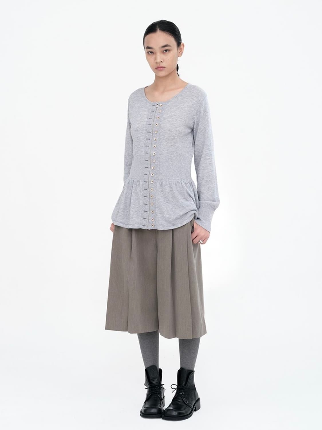 페이크 버튼 집업 가디건 [그레이] 상품이미지2