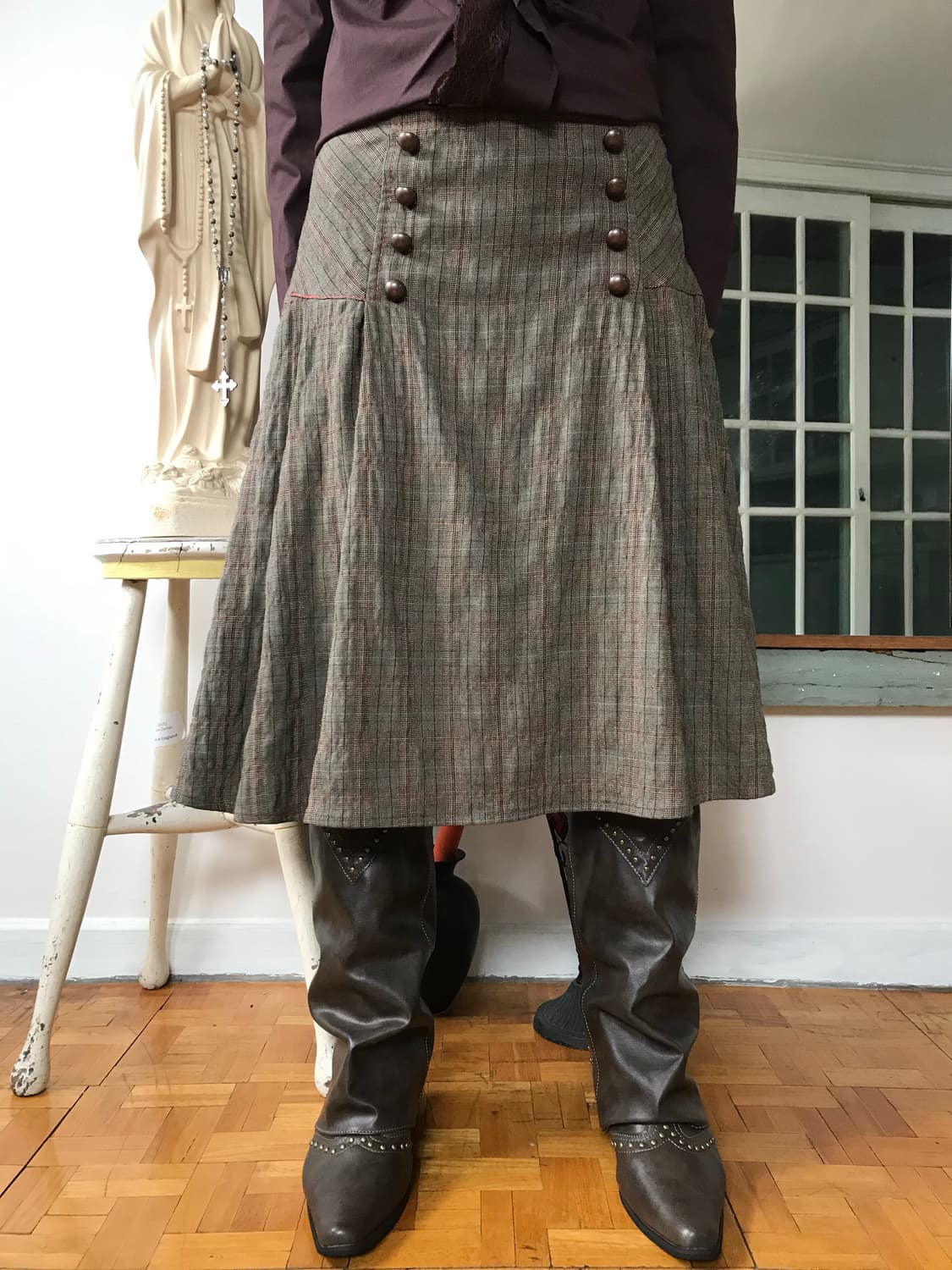 vintage check pattern skirt (29inch) 상품이미지1