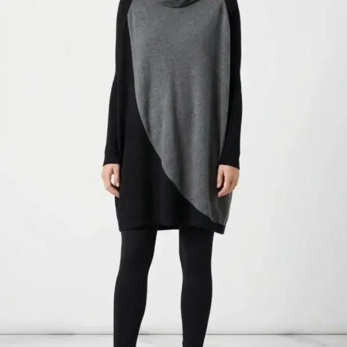 타임(TIME) 울 100% 배색 터틀넥 니트 원피스 Fre 상품이미지1