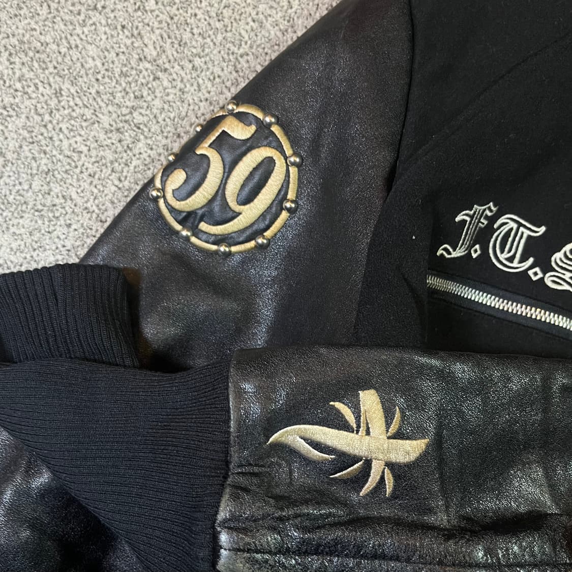 브랫슨 14fw 스컬 빅 패치 울 레더 바시티 자켓 상품이미지8