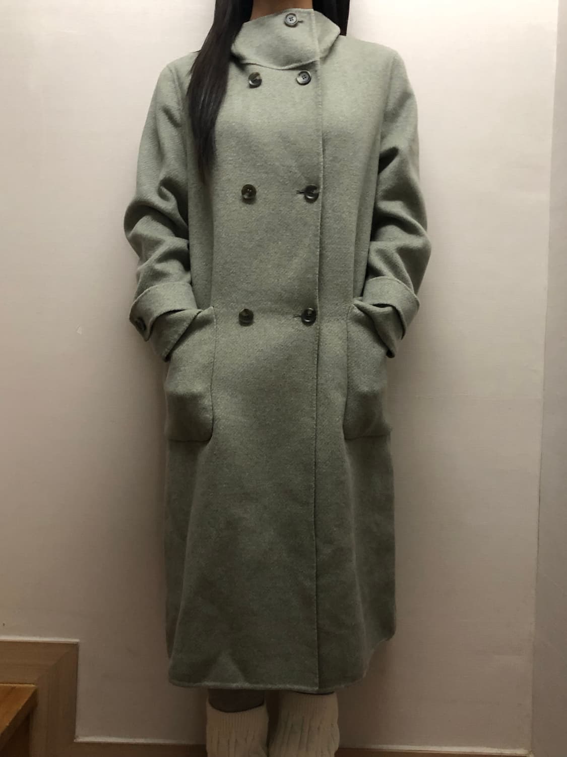 빈티지 그레이 민트 롱 코트 상품이미지1