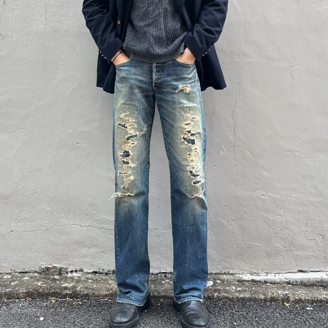 일본 타케오 키쿠치 리페어 데님 팬츠 상품이미지2