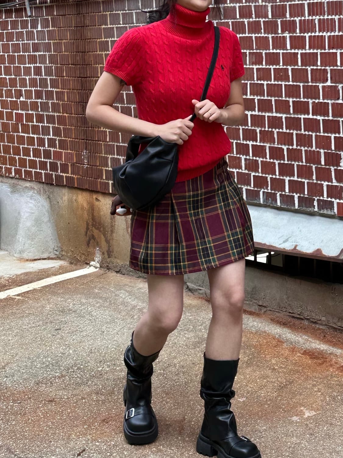 양가죽 블레이져 폴로 반팔 폴라니트 벨티드 스커트 코디세트 상품이미지2