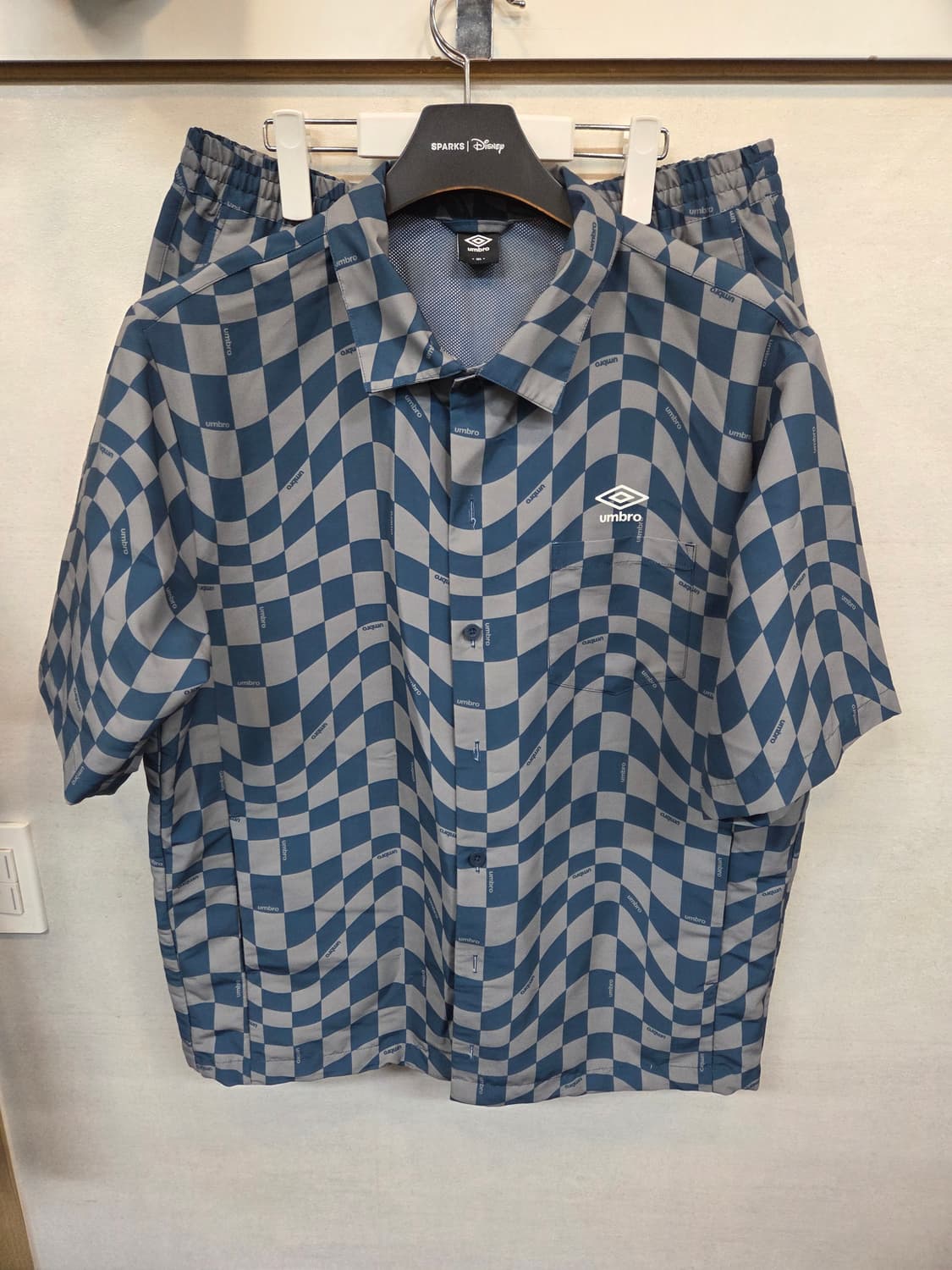 엄브로 린넨 라이크 체크 셔츠반팔 4부반바지 세트 xll 상품이미지1