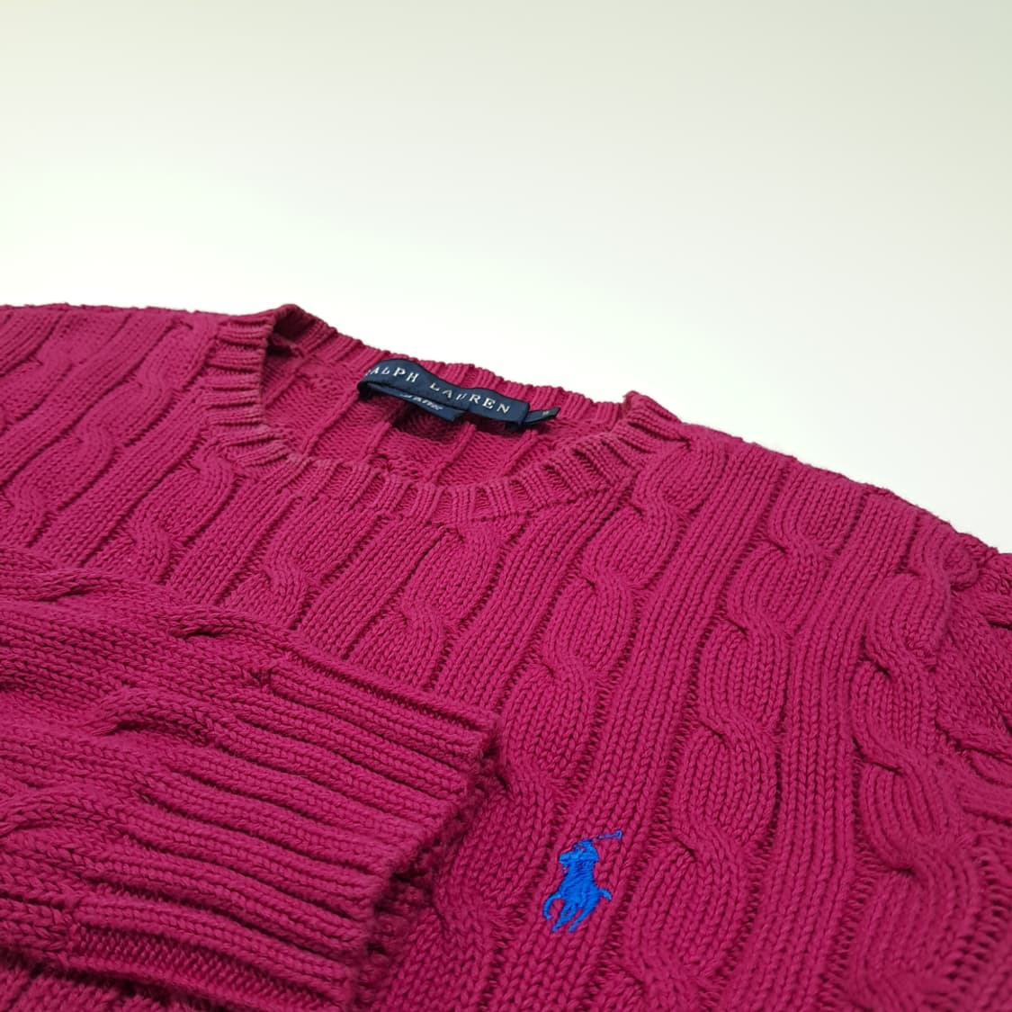 CL412 S 폴로 90s 코튼 케이블 마젠타 니트 스웨터 상품이미지3