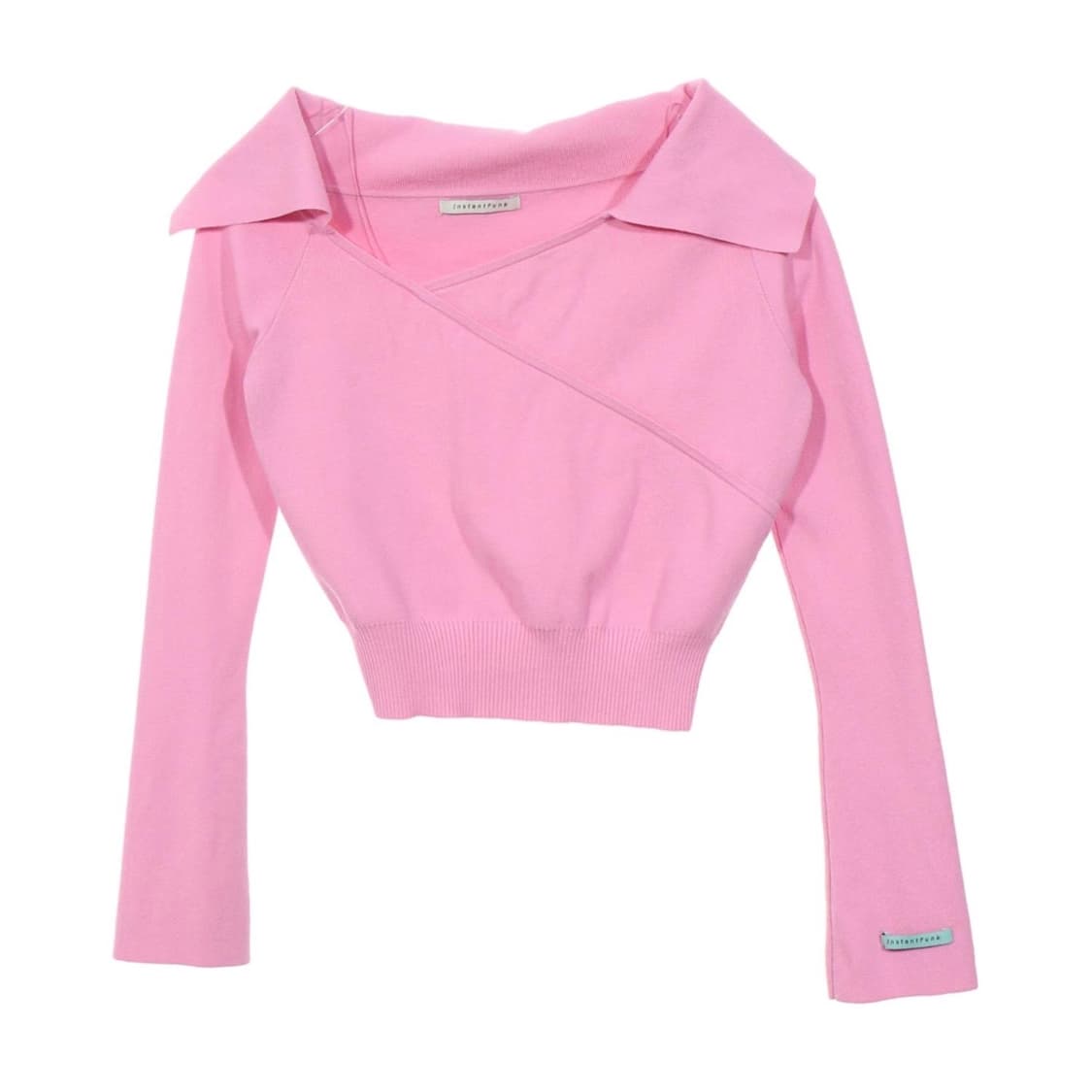 인스턴트펑크 랩 브이넥 핑크 니트 상품이미지1