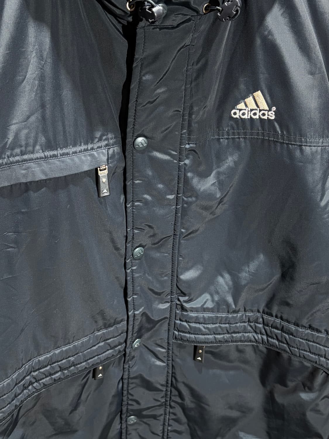 XL 아디다스 삼선로고 빅로고 패디드 나일론 야상 후드자켓 상품이미지6
