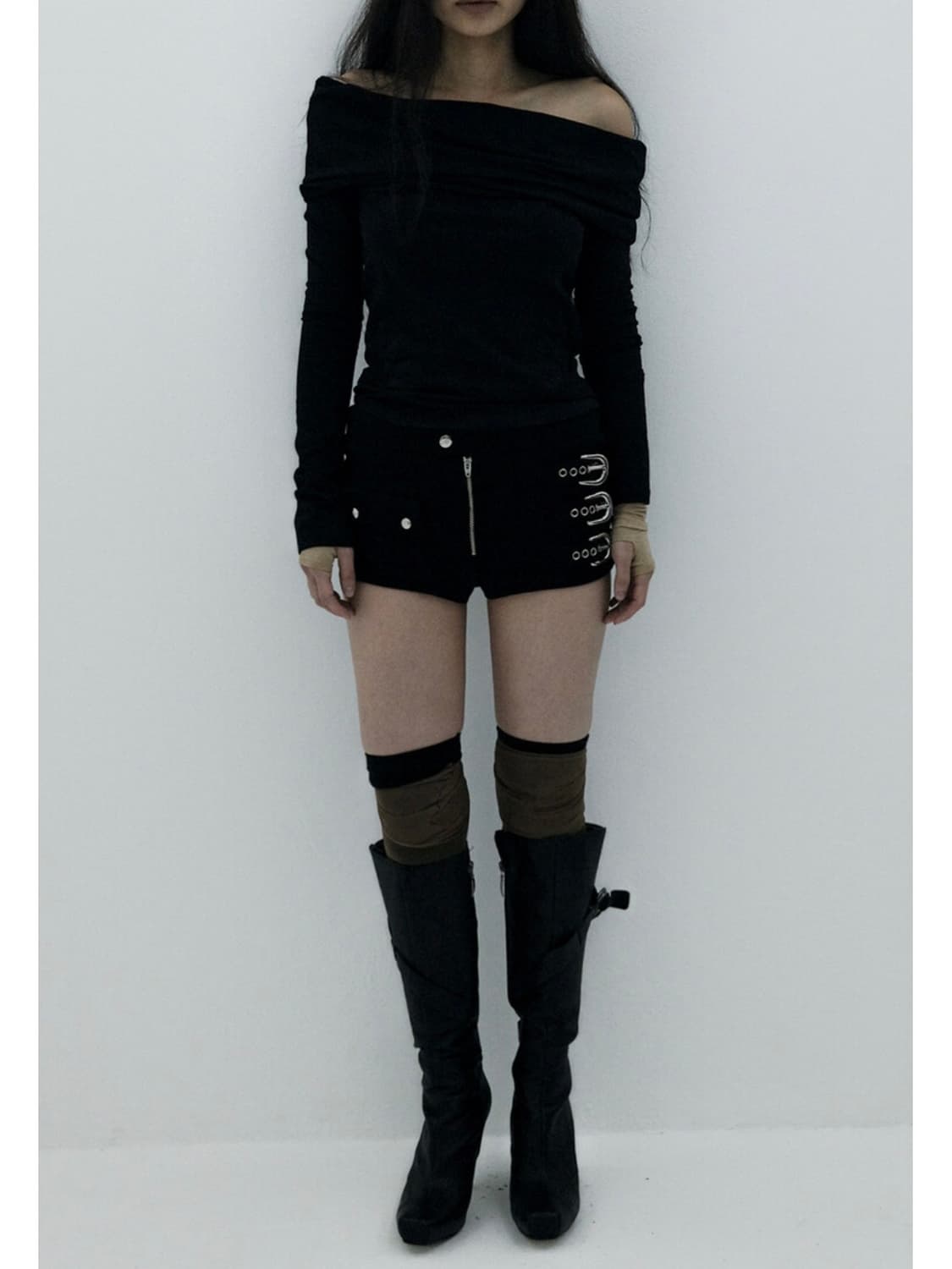 TAAE Ribbon Ribbed Off-shouler top 001 상품이미지1