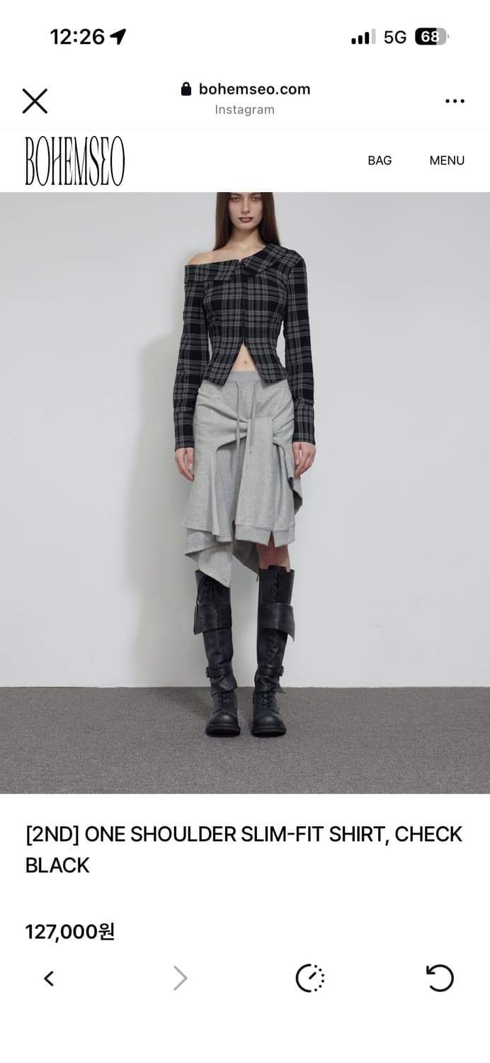 보헤미안서울 ONE SHOULDER SLIM-FIT SHIRT(오프숄더) 상품이미지1