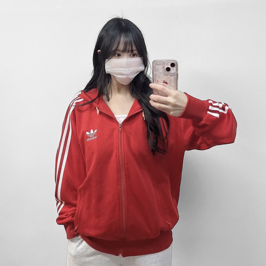 아디다스 후드플락 트랙 져지 후드집업 레드 상품이미지1