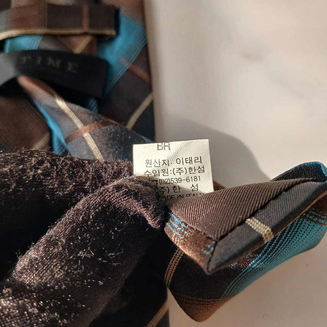 TIME 타임 실크 브라운 체크 넥타이 9.7cm A+등급 A19867
 상품이미지10