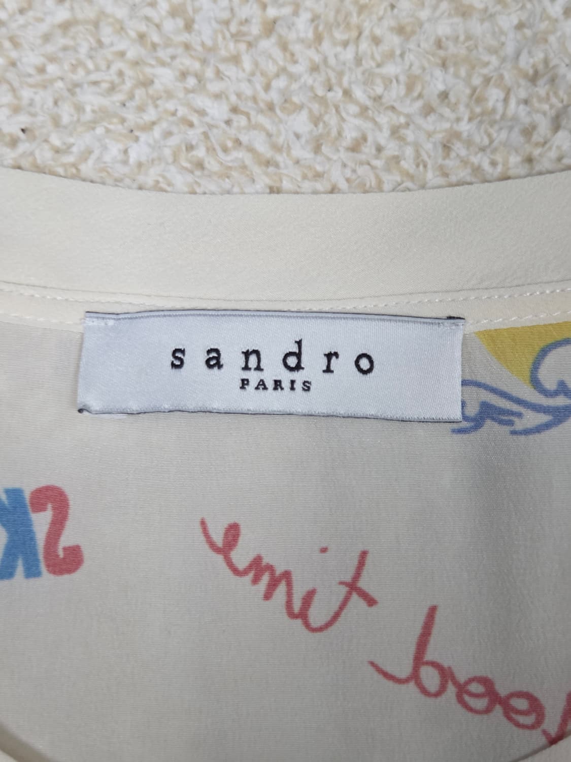 [산드로] 비치 프린트 실크 슬리브리스 블라우스 | S00042 상품이미지3