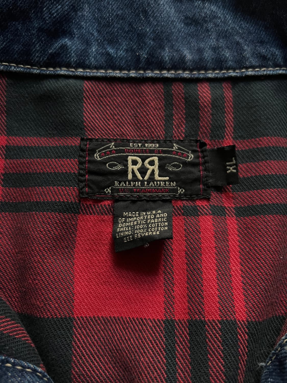 [XL]90's OG RRL 더블알엘 라이닝 데님 자켓 상품이미지2