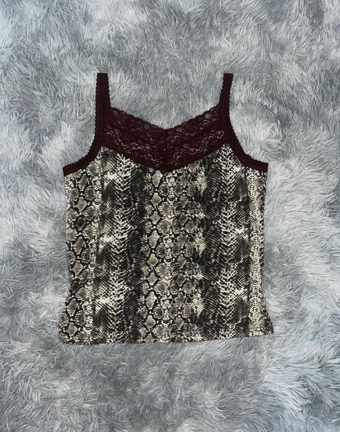 y2k 갸루 브라운 펑크 뱀피 파이톤 레이스 슬리브리스 상품이미지6