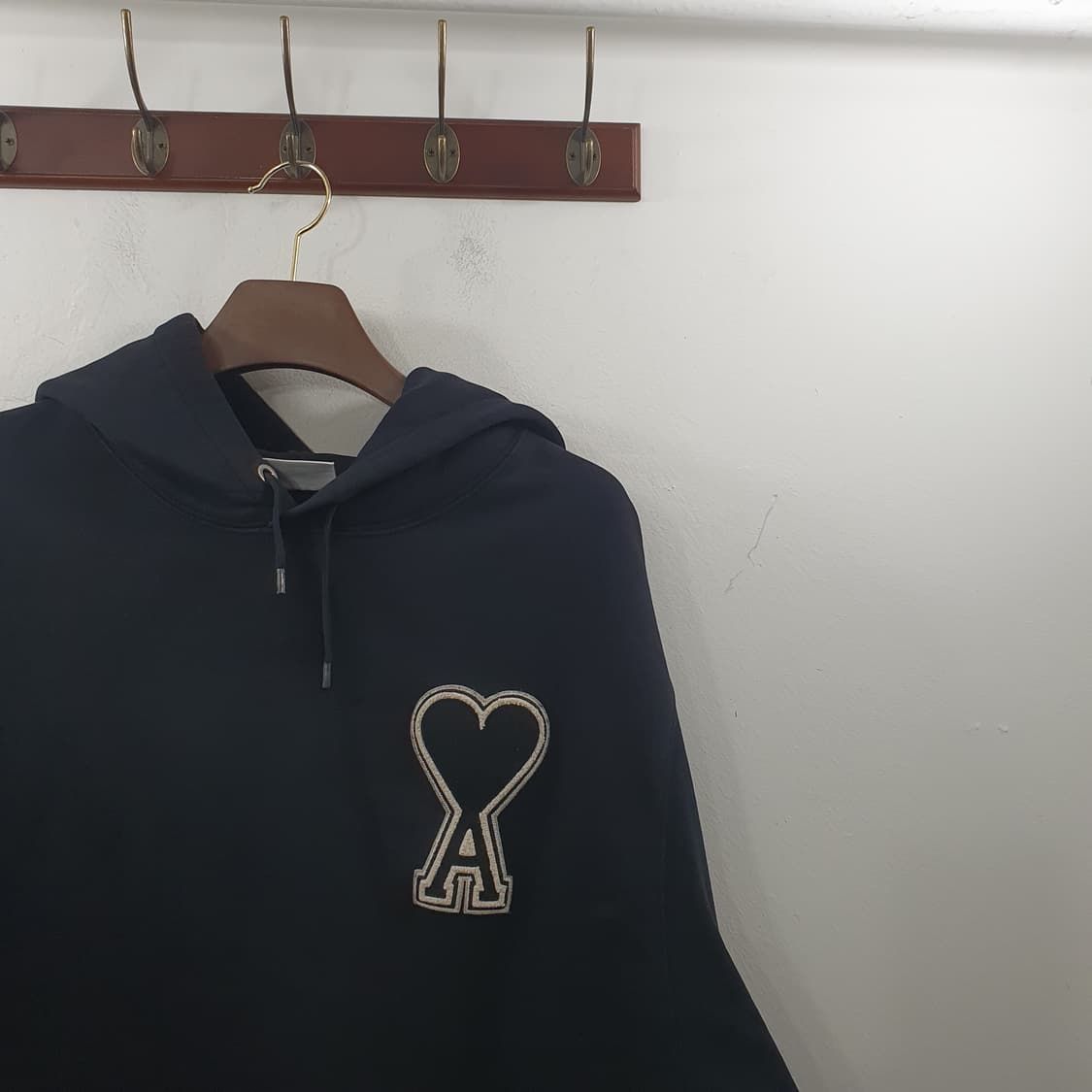 추XL-2XL 아미 남성 블랙 빅로고 면 데일리 후드티셔츠 상품이미지2