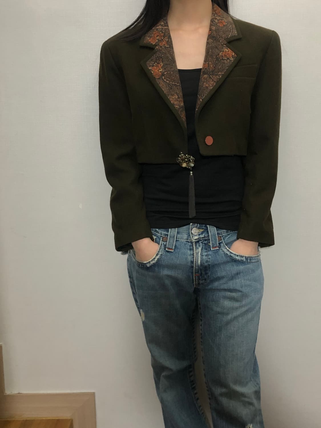 빈티지 브라운 오리엔탈 크롭 자켓 상품이미지7