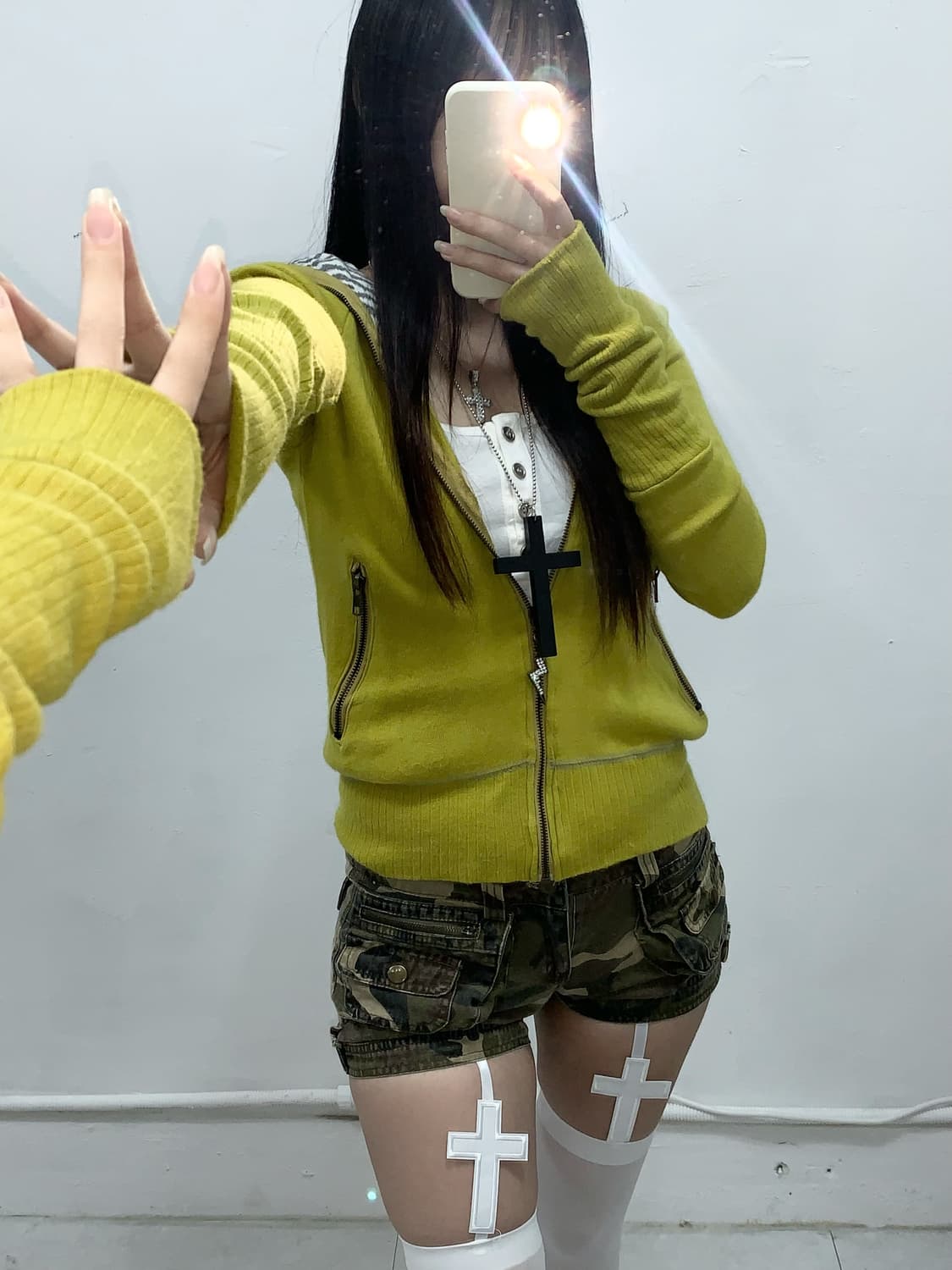 [GLAM GORGEOUS] 갸루 펑크 지브라 후드집업 상품이미지2