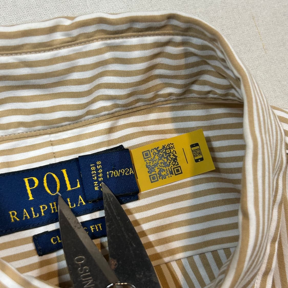 S) 폴로 랄프로렌 클래식핏 스트라이프 셔츠 큐알탭 신형 상품이미지7