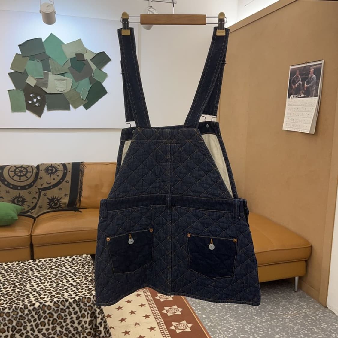 RNA 빈티지 레트로 키치 퀄팅 데님 멜빵 미니 원피스 M C08947 상품이미지4