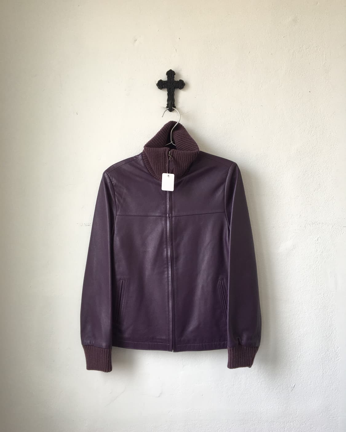 High neck leather lamb bomber jacket 상품이미지2