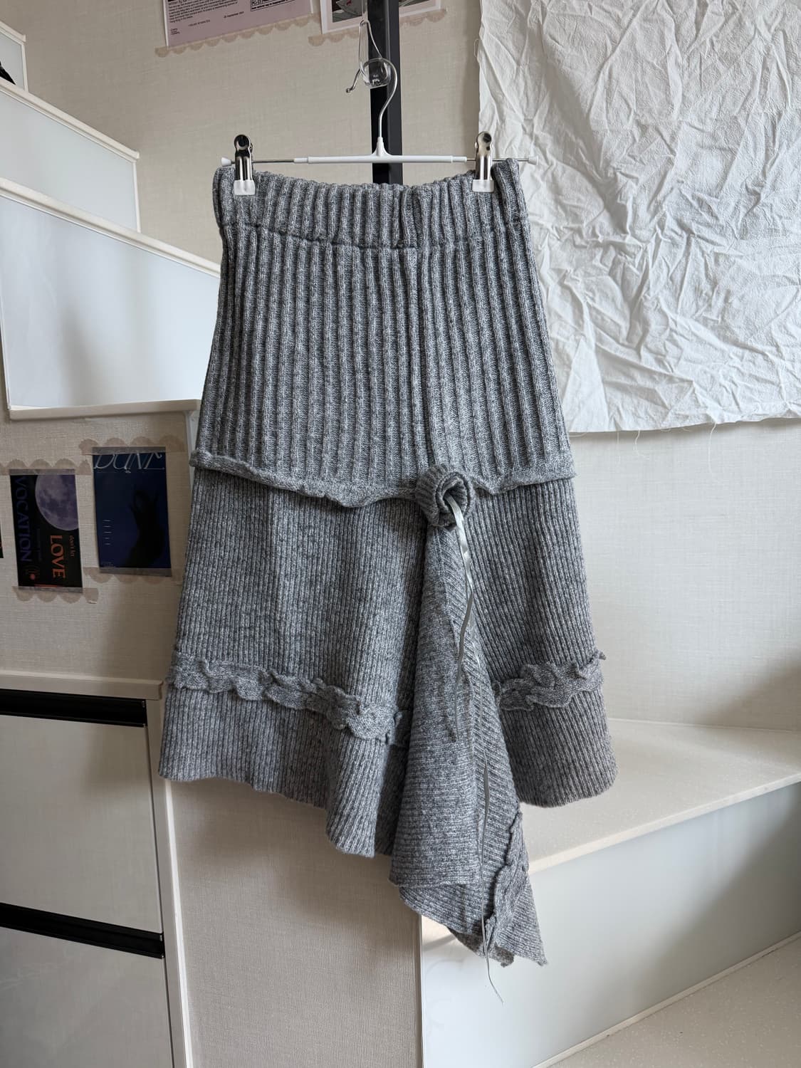 빈티지 장미 포인트 니트 스커트 상품이미지1