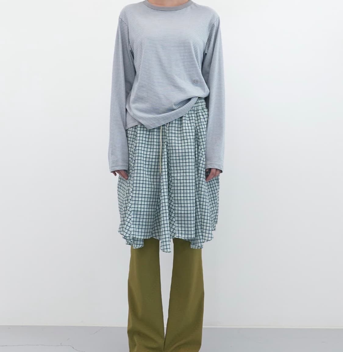 엔조블루스 체크스커트 그린 상품이미지2
