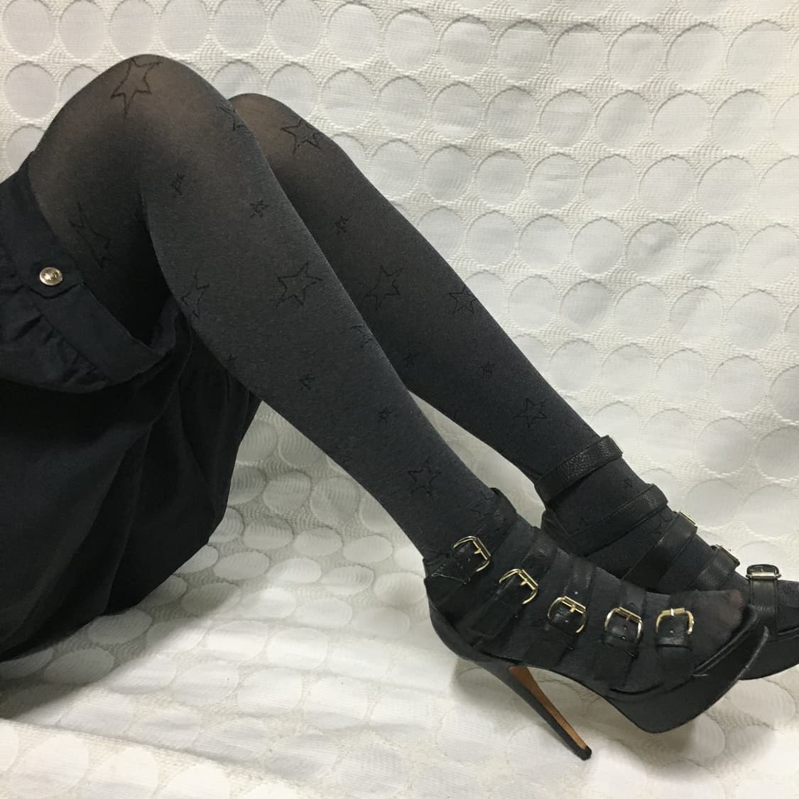 새상품 그레이 스타 패턴 스타킹 상품이미지1