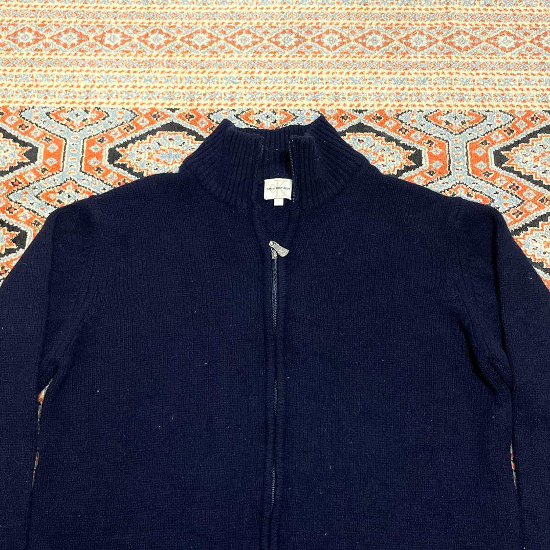 캘빈클라인진스 네이비 울 니트 집업 여성L 상품이미지2