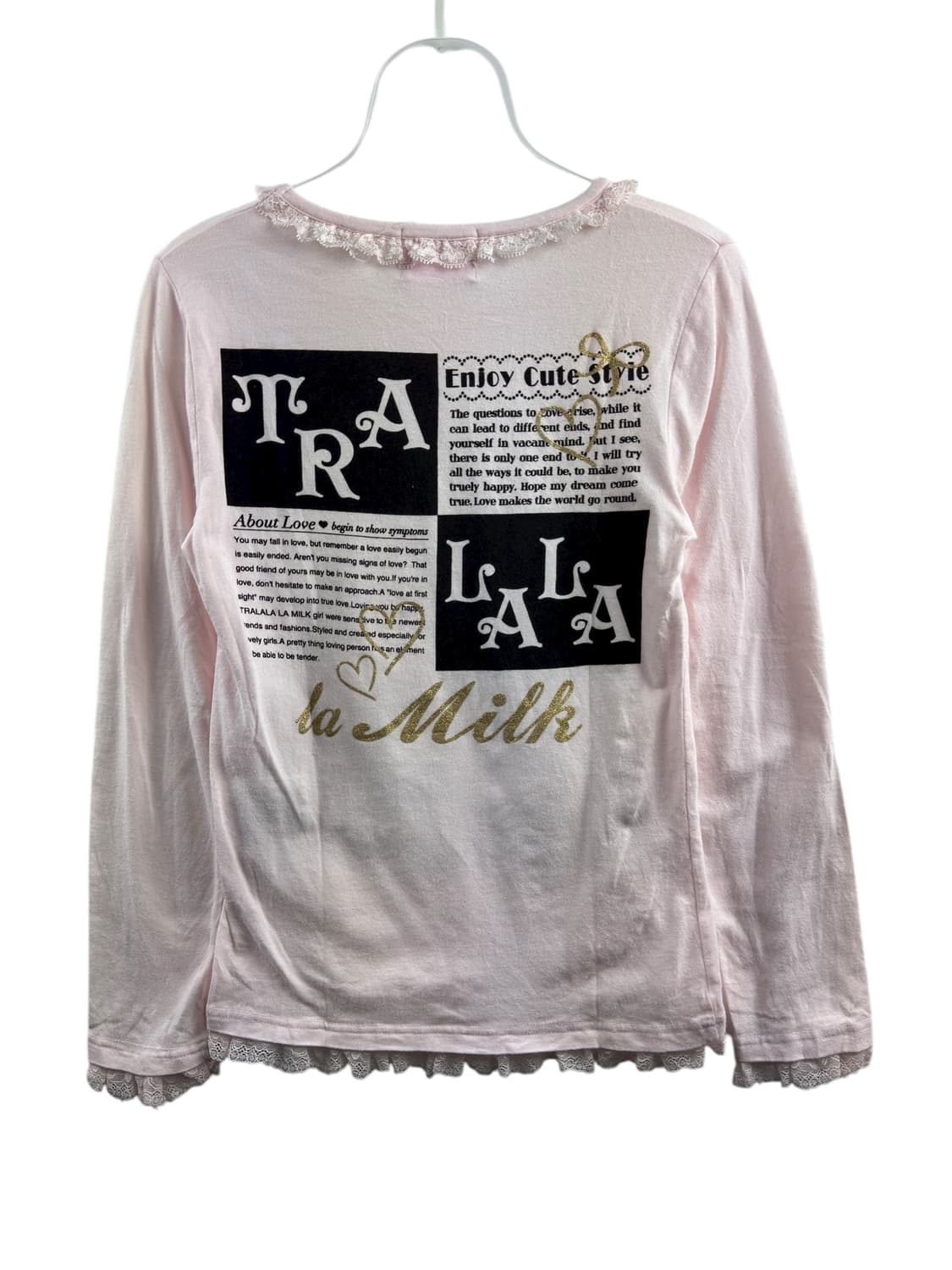 트랄라라 딸기 연핑크 레터링 레이스 롱슬리브1275 상품이미지2