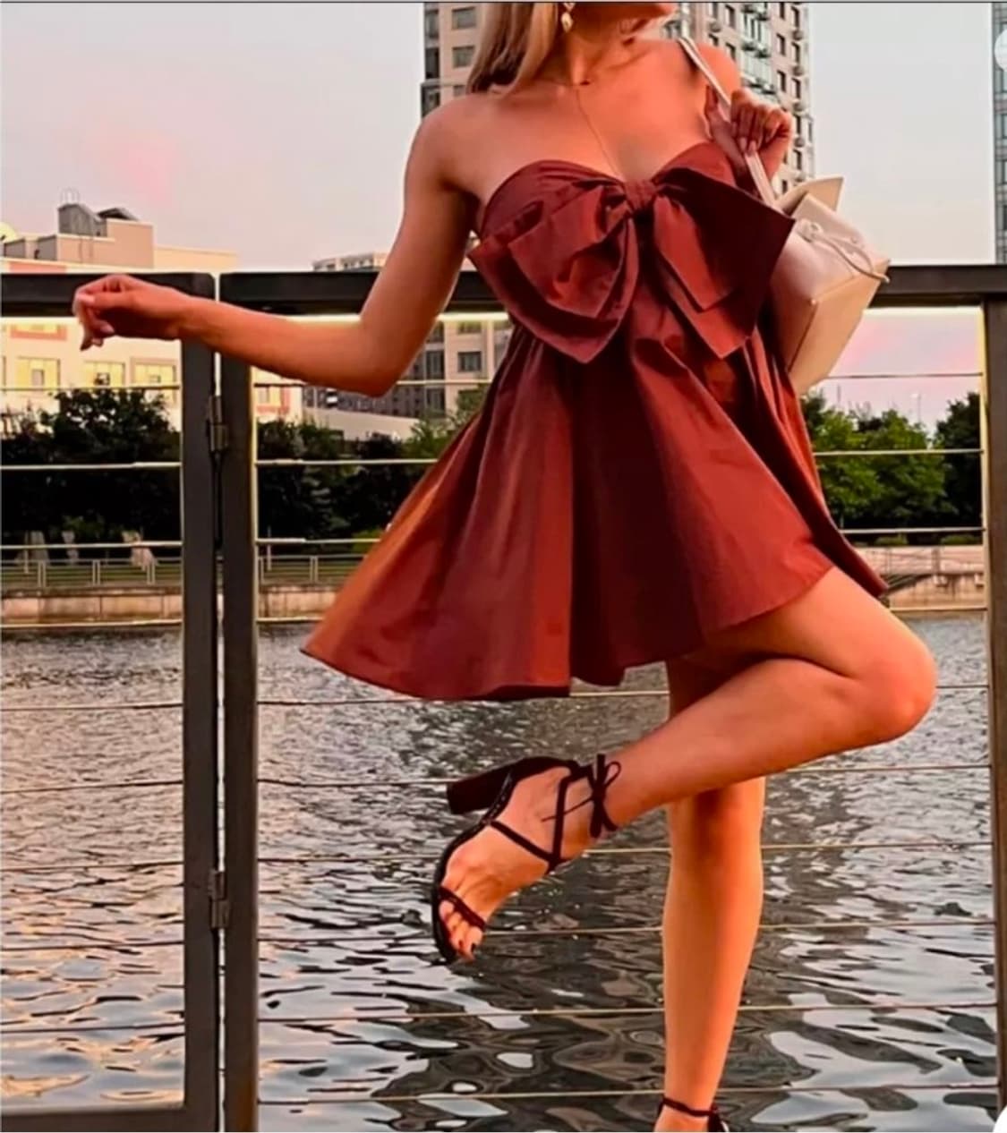 새상품 자라 zara dress 리본 미니 원피스 M 상품이미지6