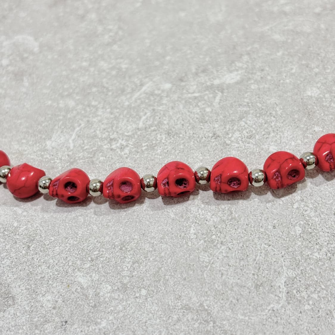 Oribell 레드 스컬 해골 크로스 위스키 팬던트 체인 상품이미지6