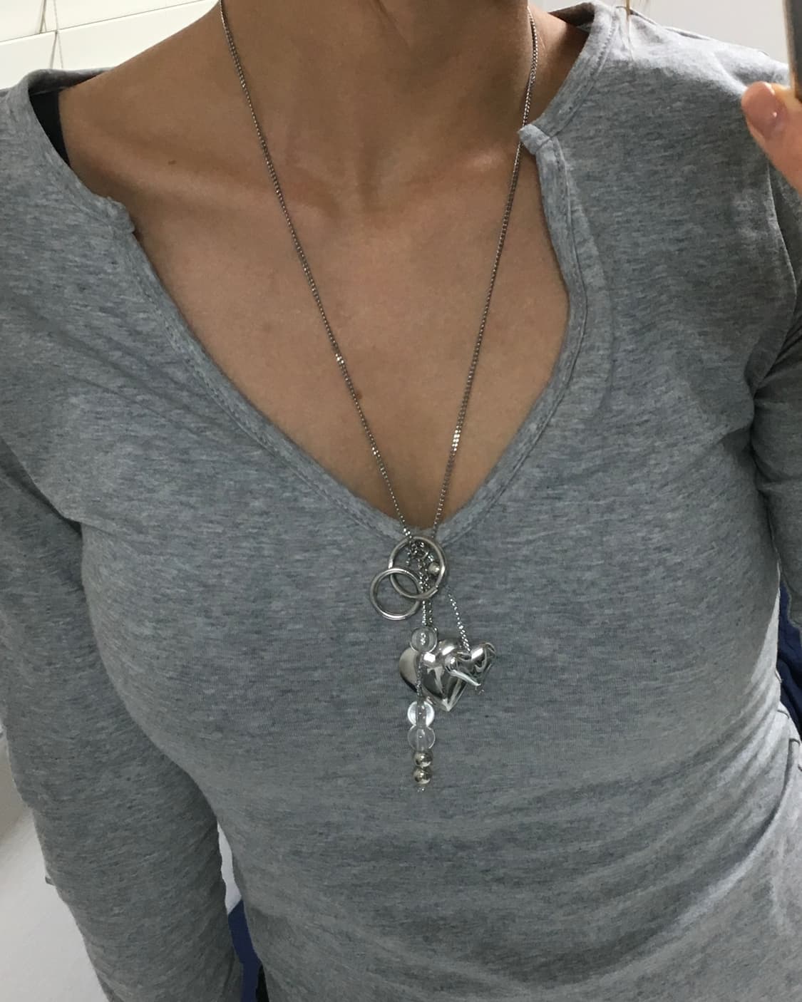 open heart long necklace 상품이미지3